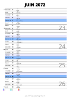 calendrier juin 2072 au format portrait pour prendre des notes