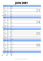 calendrier juin 2081 au format portrait pour prendre des notes