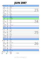 calendrier juin 2087 au format portrait pour prendre des notes