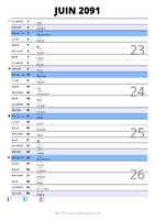 calendrier juin 2091 au format portrait pour prendre des notes