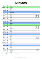 calendrier juin 2095 au format portrait pour prendre des notes