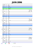 calendrier juin 2096 au format portrait pour prendre des notes