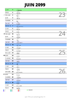calendrier juin 2099 au format portrait pour prendre des notes