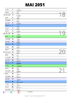 calendrier mai 2051 au format portrait pour prendre des notes