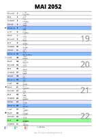 calendrier mai 2052 au format portrait pour prendre des notes