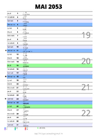 calendrier mai 2053 au format portrait pour prendre des notes
