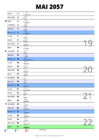 calendrier mai 2057 au format portrait pour prendre des notes