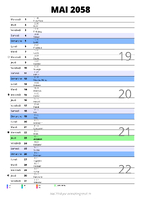 calendrier mai 2058 au format portrait pour prendre des notes