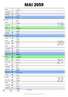 calendrier mai 2059 au format portrait pour prendre des notes