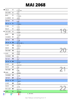 calendrier mai 2068 au format portrait pour prendre des notes