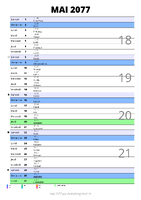 calendrier mai 2077 au format portrait pour prendre des notes