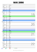 calendrier mai 2086 au format portrait pour prendre des notes