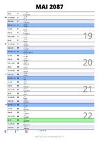 calendrier mai 2087 au format portrait pour prendre des notes
