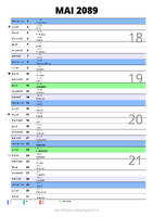 calendrier mai 2089 au format portrait pour prendre des notes