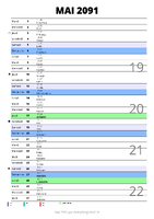 calendrier mai 2091 au format portrait pour prendre des notes