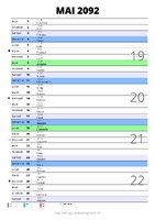 calendrier mai 2092 au format portrait pour prendre des notes