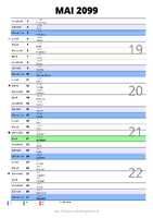calendrier mai 2099 au format portrait pour prendre des notes