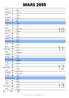 calendrier mars 2050 au format portrait pour prendre des notes