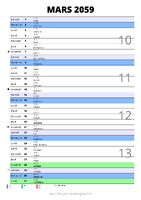 calendrier mars 2059 au format portrait pour prendre des notes