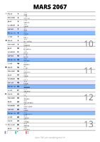 calendrier mars 2067 au format portrait pour prendre des notes