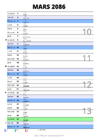 calendrier mars 2086 au format portrait pour prendre des notes