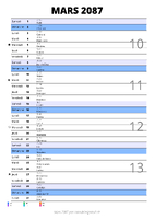 calendrier mars 2087 au format portrait pour prendre des notes
