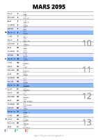 calendrier mars 2095 au format portrait pour prendre des notes