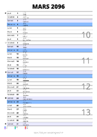 calendrier mars 2096 au format portrait pour prendre des notes