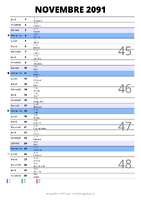 calendrier novembre 2091 au format portrait pour prendre des notes