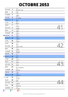 calendrier octobre 2053 au format portrait pour prendre des notes
