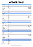 calendrier octobre 2062 au format portrait pour prendre des notes