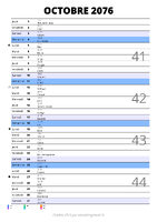 calendrier octobre 2076 au format portrait pour prendre des notes