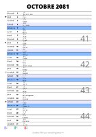 calendrier octobre 2081 au format portrait pour prendre des notes
