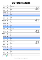 calendrier octobre 2085 au format portrait pour prendre des notes