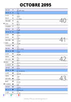 calendrier octobre 2095 au format portrait pour prendre des notes