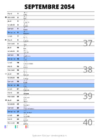 calendrier septembre 2054 au format portrait pour prendre des notes
