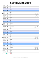 calendrier septembre 2061 au format portrait pour prendre des notes