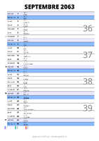 calendrier septembre 2063 au format portrait pour prendre des notes