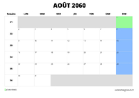 calendrier août 2060 calendrier août 2060 au format paysage