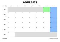 calendrier août 2071 calendrier août 2071 au format paysage