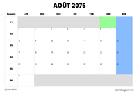 calendrier août 2076 calendrier août 2076 au format paysage