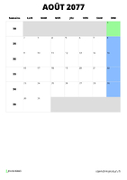 calendrier août 2077 format portrait