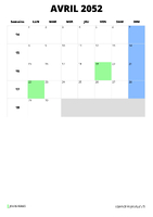 calendrier avril 2052 format portrait