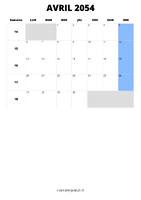 calendrier avril 2054 format portrait