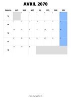 calendrier avril 2070 calendrier avril 2070 format portrait