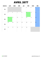 calendrier avril 2077 format portrait