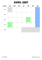 calendrier avril 2087 calendrier avril 2087 format portrait