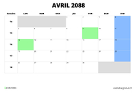 calendrier avril 2088 calendrier avril 2088 au format paysage