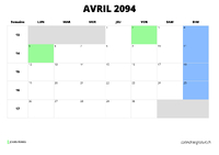 calendrier avril 2094 calendrier avril 2094 au format paysage