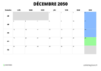calendrier décembre 2050 calendrier décembre 2050 au format paysage